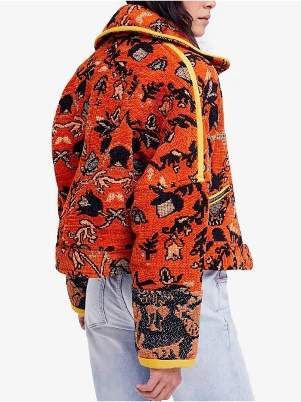 RARE 🔸Free People Mosaic Printed Moto Jacket Size Medium - Picture 3 of 17